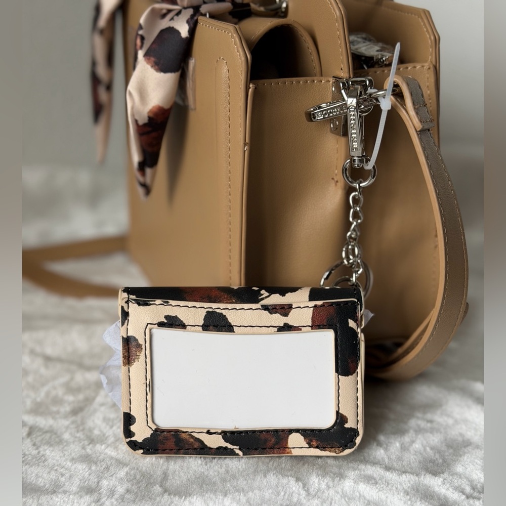 Steve Madden Bevelynn Satchel Western Cow Print Scarf Wallet tote crossbody Bag - Picture 10 of 10